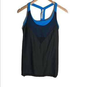 Under Armor Mesh Semi Fitted Racerback Tank Top With Built In Sports Bra